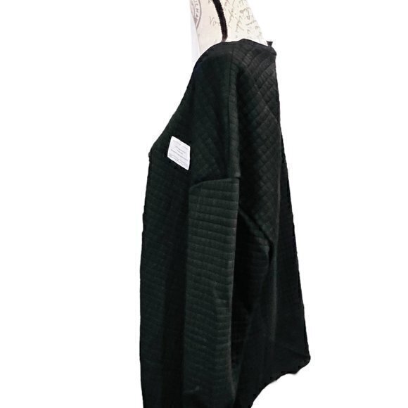 🛍️2 for $25 Sale🛍️ Black Waffle Square Crew Neck Sweatshirt 1X Cozy - Picture 5 of 14